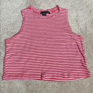 Striped Orange/Red and White Crop Top
